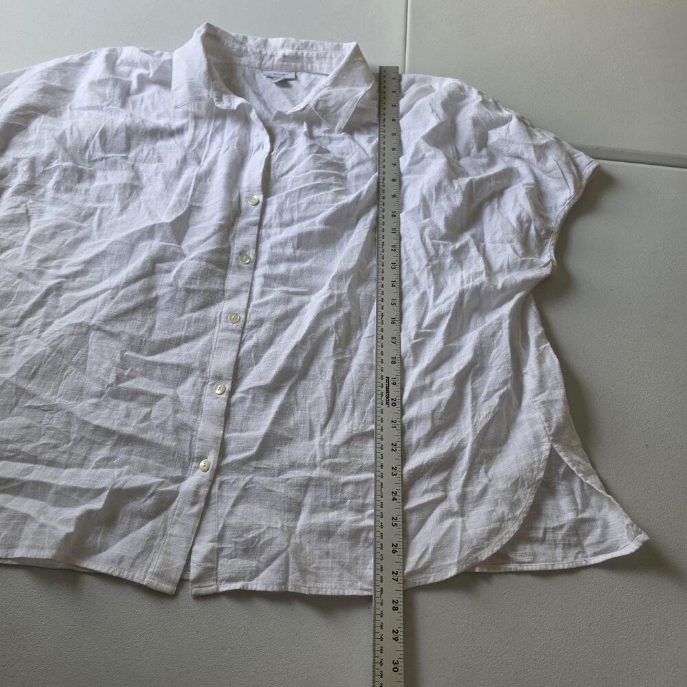 Pure Jill Button Up Shirt Womens 2X White 100% Cotton Dolman Short Sleeve Top - Picture 4 of 8